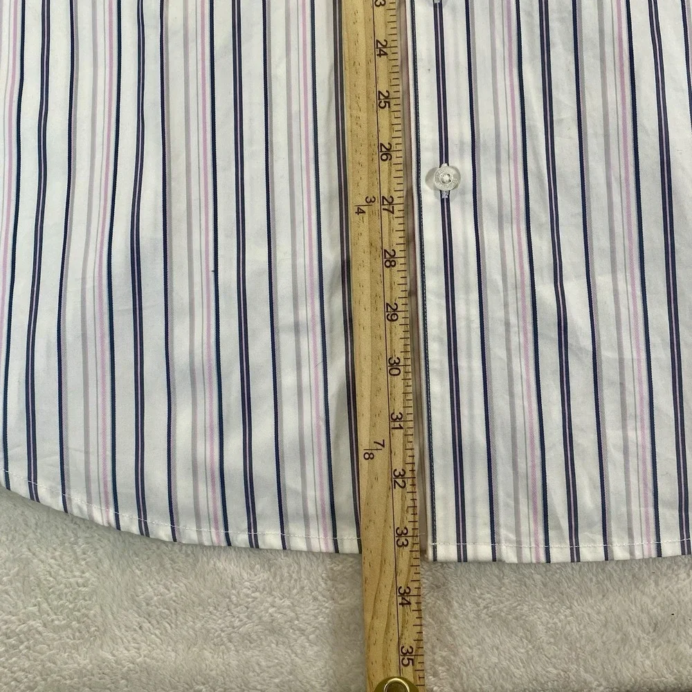 NWT Structure VTG Y2K 90s Shirt XXL‎ White Striped Button Up Office Business
